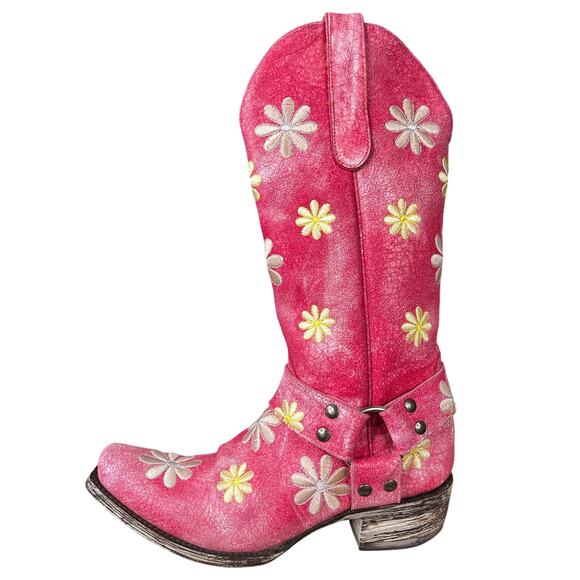 Old Gringo Women’s Hannaflor Pink Floral Distressed Cowgirl Boots Size US 7.5 - Picture 2 of 10